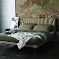 Modern background double bed 3d model