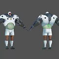 White Armored Robot Character 3D Model with Front and Back Views