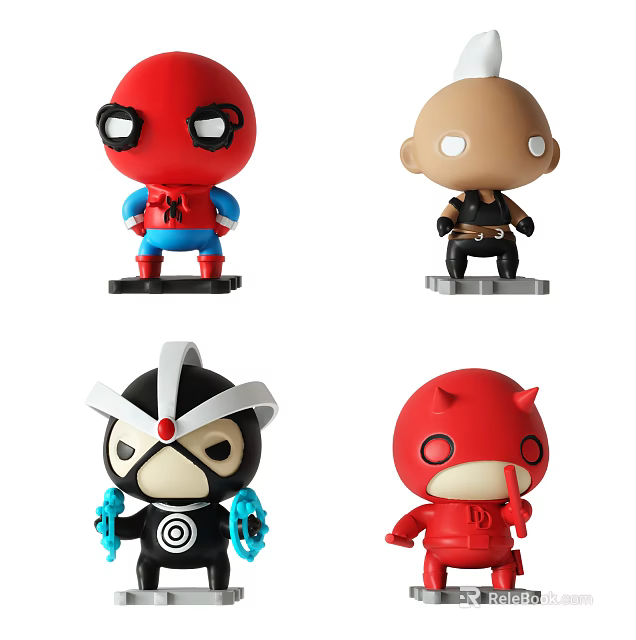 Colorful Cartoon Character Action Figurines With Superhero Style And Collectible Designs 3d model 