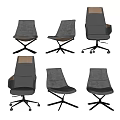Modern Office Chairs In Gray Fabric With Various Designs Including Wheels And Metal Bases