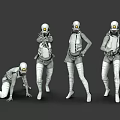 Game Cinematic Character 3D Models With Helmet Yellow Eyes And Different Poses