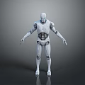 Humanoid Robot With White Exterior And Mechanical Structure Standing On Shiny Surface 3d model
