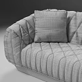 Elegant Navy Blue Quilted Velvet Double Seater Sofa For Modern Cozy Living Room Interior