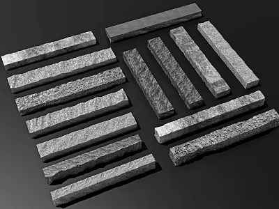 Strip Shaped Rockery Stones With Various Textures For Garden Landscape Decoration 3d model