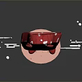 Cartoon Red Leaf Character With Smiling Face Standing On Pink Base And Decorative Elements