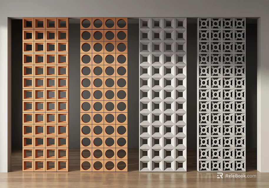 Interior Decorative Partition Screens With Diverse Patterns 3d model