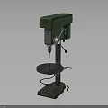 Vintage Green Drill Press Machine With Adjustable Worktable And Sturdy Metal Base For Workshop Use 3d model