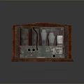 Vintage Electronic Device Red Frame Box With Cylindrical Components And Metal Elements
