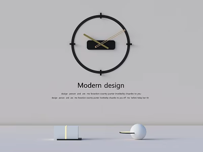Modern Minimalist Wall Clock With Black Frame On White Wall And Decorative Elements 3d model