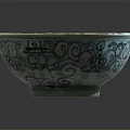 White Ceramic Bowl With Blue Green Traditional Patterns For Daily Household Use