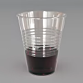 Transparent Plastic Cup with Ripple Design Containing Dark Red Liquid on Gray Background