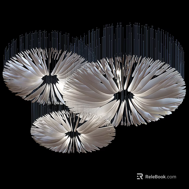 Elegant Modern Feather Design Chandeliers with Hanging Illuminated Style 3d model 