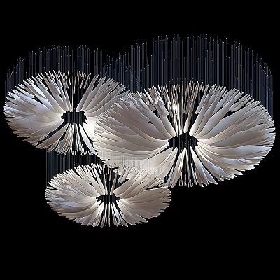Elegant Modern Feather Design Chandeliers with Hanging Illuminated Style 3d model