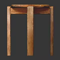 Minimalist Wooden Round Stool With Sturdy Four Legs And Smooth Top Surface