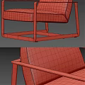 Sleek Modern Leather Leisure Chair With Metal Frame And Square Armrests