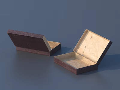Two Open Road Facilities Boxes With Brown Covers And Light Inner Parts 3d model