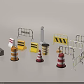 Different Types of Road Safety Equipment with Traffic Cones and Barriers