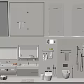 Modern Bathroom Interior Design With Vanity Washbasin Mirror Faucet And Storage