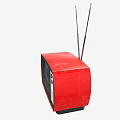 Vintage Red Television with Black Screen and Antennas Retro Design Classic Knobs Control Panel 3d model