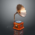 Vintage Gramophone With Brass Horn And Wooden Base For Home Decor