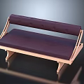 Comfortable modern multi person sofa with purple cushion and wooden frame