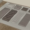 Different Shaped Soft Padded Cushions In Neutral Tones On Wooden Floor Mat