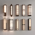 Modern Wall Lamps With Various Geometric Patterns And Metal Frames Mounted On Wall 3d model