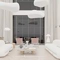 Modern Loft Living Room With Large Windows And Cozy Furniture