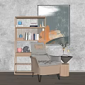 Modern single sofa leisure chair combination 3d model
