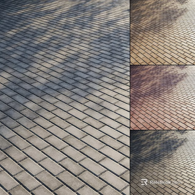 Patterned Ground Surface With Interlocking Bricks Various Colors And Shadows 3d model
