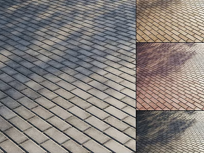 Patterned Ground Surface With Interlocking Bricks Various Colors And Shadows 3d model