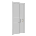 White Hinged Door With Simple Panel Design And Golden Handle For Interior 3d model