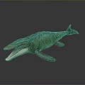Prehistoric Marine Reptile Model With Green Body Open Mouth And Fins