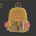 Stylish Orange Backpack With Gold Stars LV Logo Transparent Window And Purple Decorations