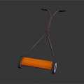 Practical Functional Utility Cart with Orange Roller Handle and Smooth Rolling Wheels Design 3d model