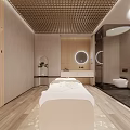 Modern Beauty and Hair Salon Interior With Treatment Bed Bathtub And Mirror