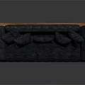 Modern Multi Seat Sofa With Dark Blue Upholstery Wooden Frame And Plush Cushions