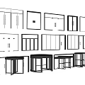 Door Window And Cabinet Design Sketches With Various Styles And Structures 3d model
