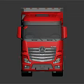Red Semi Truck With Large Cargo Trailer And Shiny Exterior Design