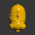 Decorative Yellow Household Item With Red Rod And Ornate Top Design
