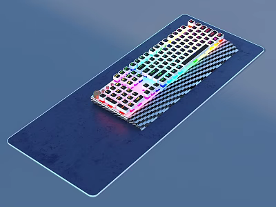 Modern RGB Keyboard With Colorful Backlit And Blue Mouse Pad For Daily Use 3d model
