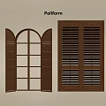 Wooden Shutters Design With Arch Shaped And Rectangular Panels For Interior 3d model