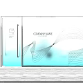 Modern Office Glass Partition With Company Name And Wavy Line Design For Contemporary Workplace Interior