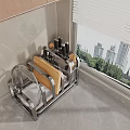 Stainless Steel Kitchen Utensil Storage Rack With Chopping Boards And Knives