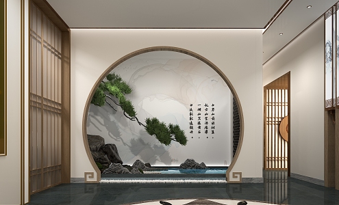 Chinese Front Office Restaurant Chinese Style Corridor 3d model