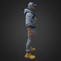 Game Movie Character Wearing Blue And White Jacket With Yellow Tool Bag And Glasses
