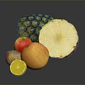 Fresh Assorted Fruits Display With Pineapple Apple Grapefruit Lemon And Avocado