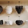 Modern decorative chandelier feather lamp 3d model