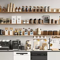 Professional Coffee And Tea Commercial Equipment With Espresso Machines Tea Pots Cups And Storage Containers