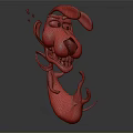 Cartoon Brown Dog Holding Phone Receiver With Surprised Expression On Gray Background